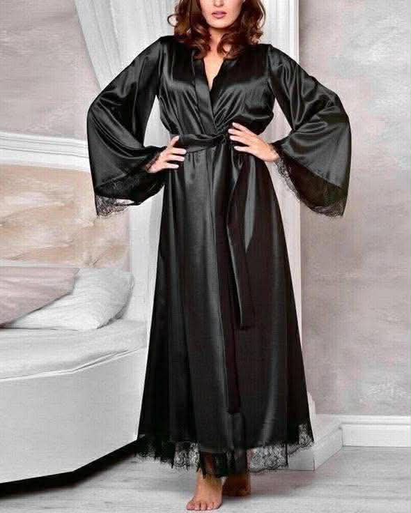 Robe de Chambre Satin Luxe Noire
