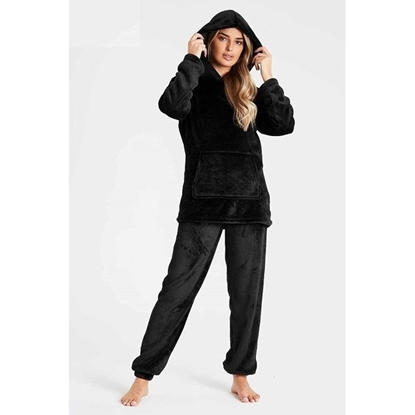 Image de Pyjama pour femme Noir en polaire chaud