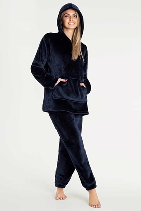 Image de Pyjama pour femme Bleu marine en polaire chaud