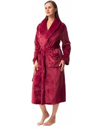 Image de Robe de chambre pour femme en polaire longue  - rouge